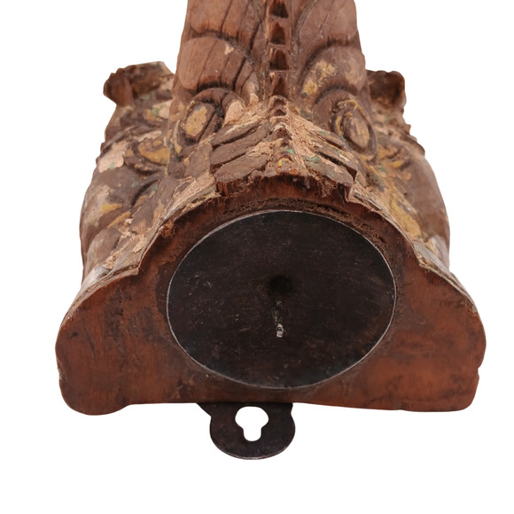 Vintage Wooden Wall Hanging Carved Pillar Candle Holder Handcrafted Decor - Picture 6 of 9